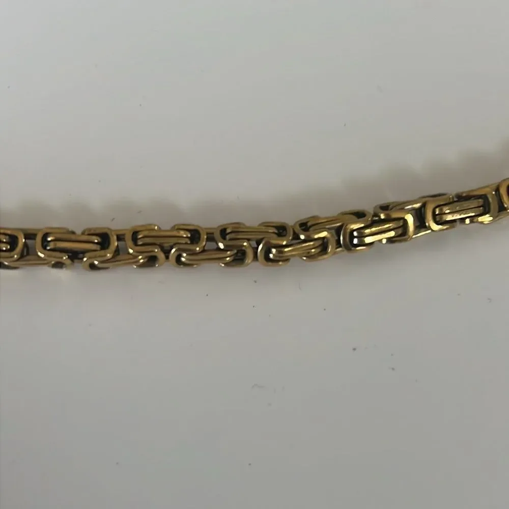 Byzantine Gold Tone Stainless Steel Chain Necklace 22